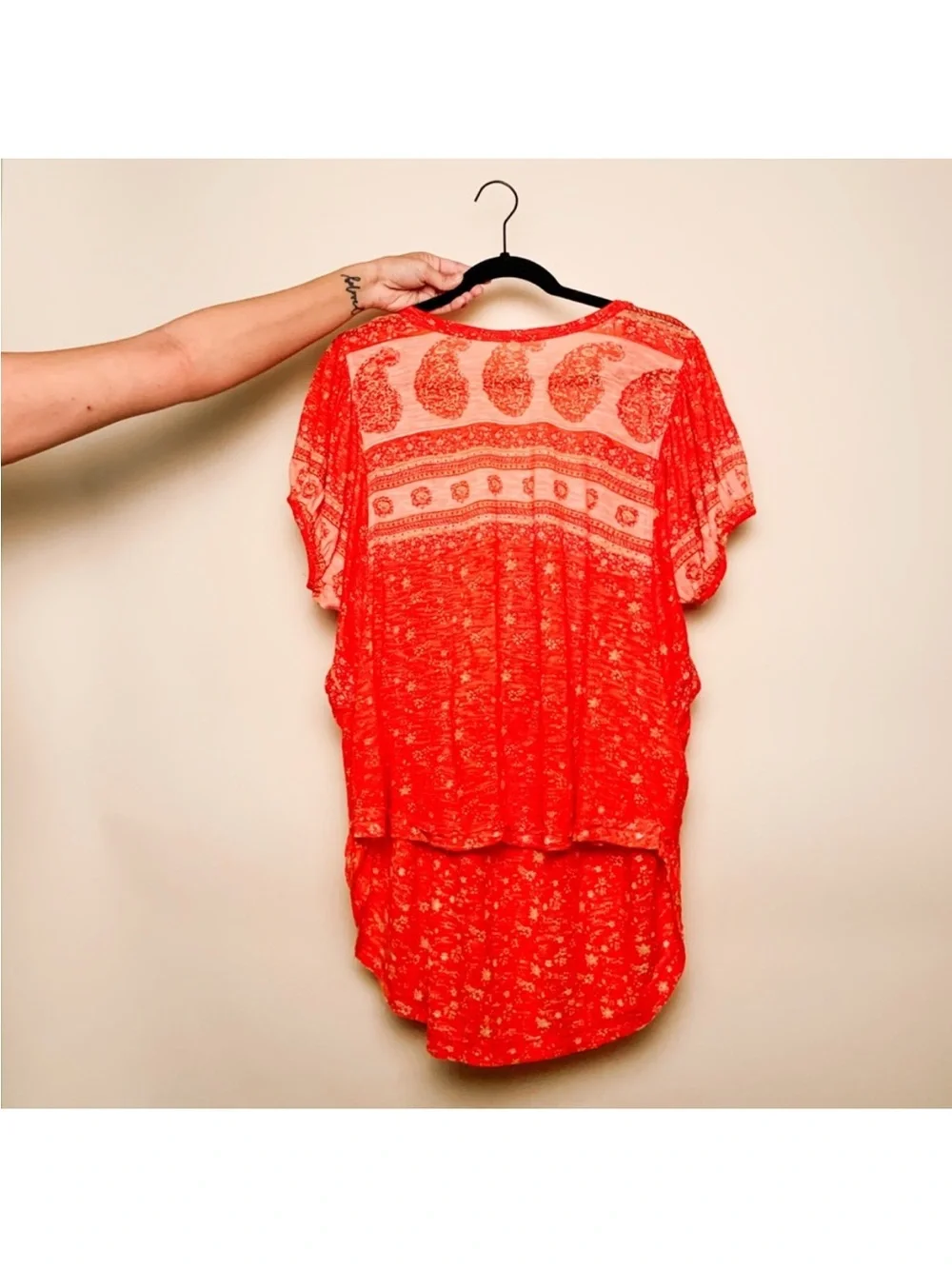 Free People paisley print red top